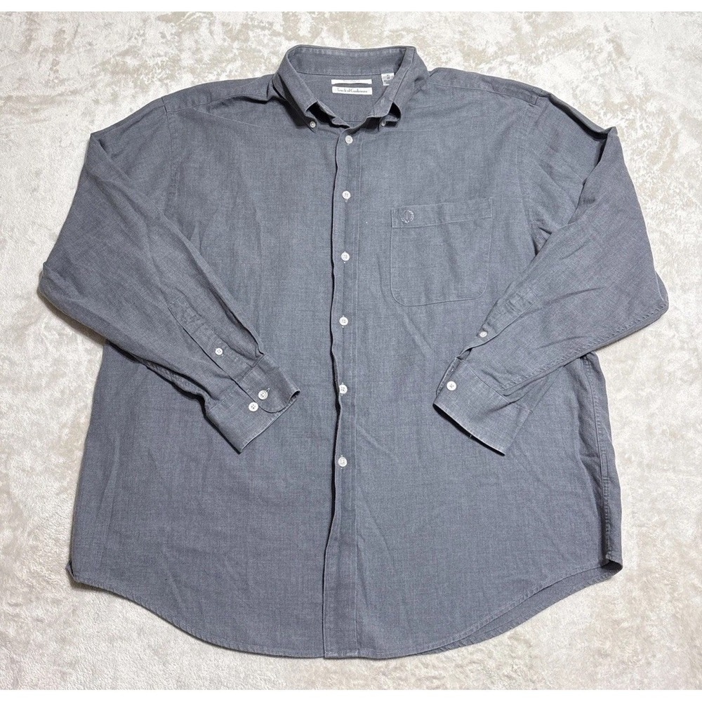 Turnbury Touch Of Cashmere Shirt Men's Size XL Gray Long Sleeve Button Down